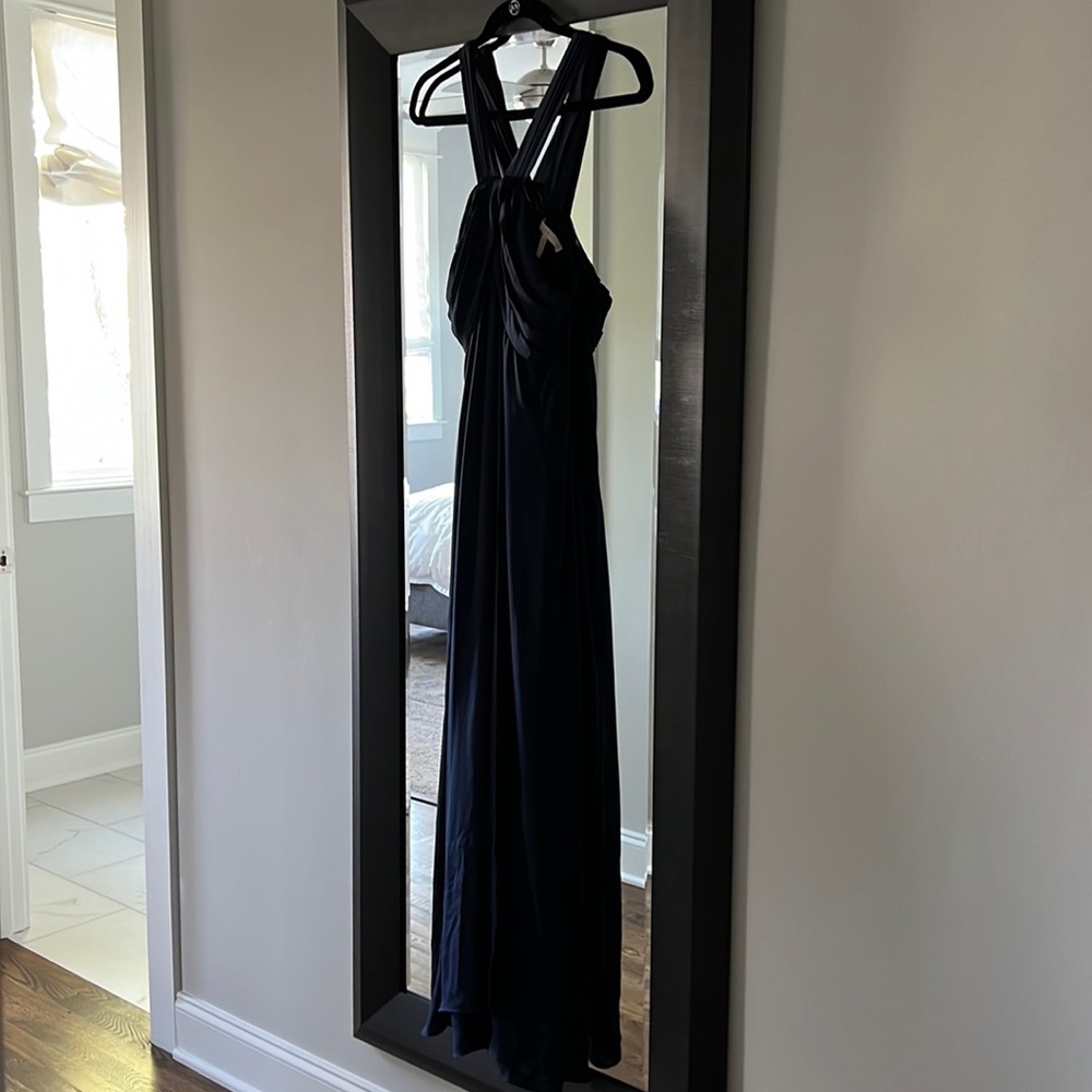 Halston Heritage Deep Navy Halter Evening Gown